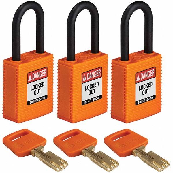 Lockout Padlock: Keyed Alike, Key Retaining, Nylon, 0.8