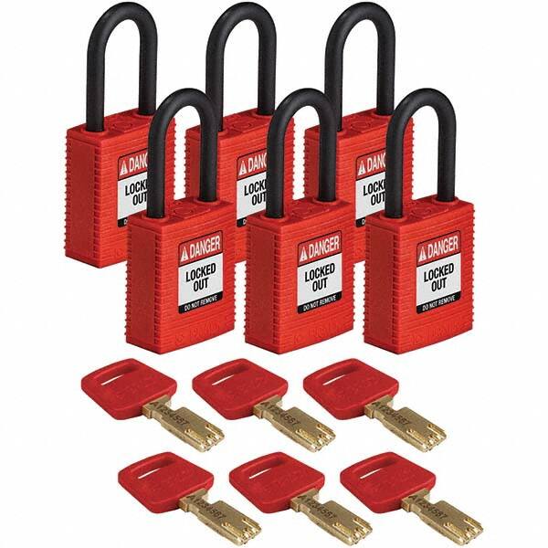 Lockout Padlock: Keyed Alike, Key Retaining, Nylon, 0.8