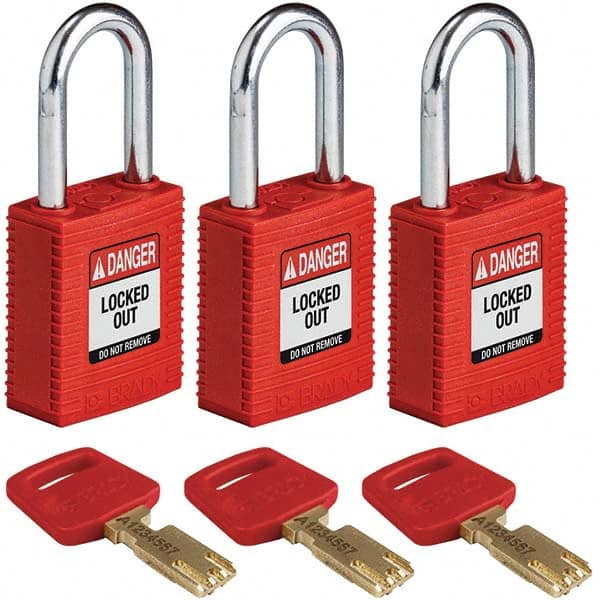 Lockout Padlock: Keyed Alike, Key Retaining, Nylon, 0.8