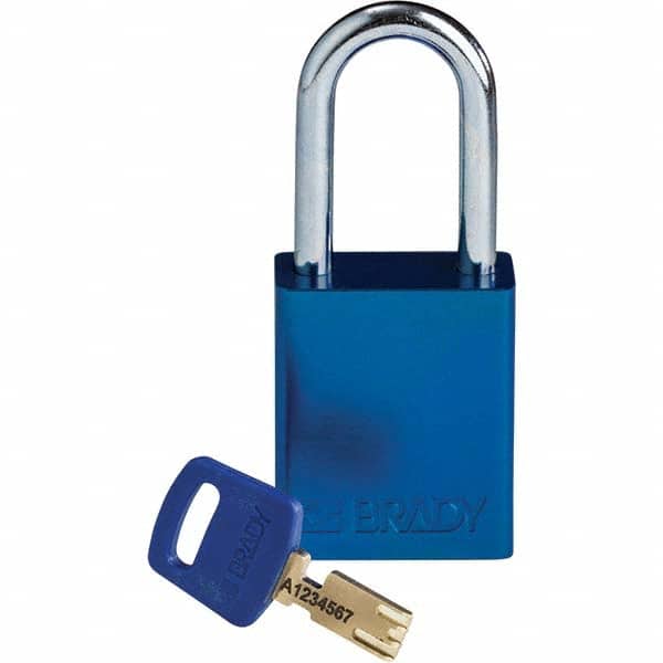 Lockout Padlock: Keyed Different, Aluminum, Steel Shackle, Blue MPN:150287