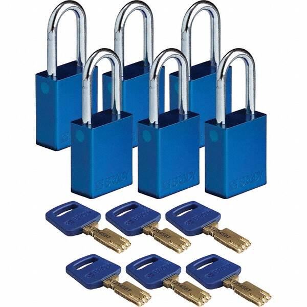 Lockout Padlock: Keyed Different, Aluminum, Steel Shackle, Blue MPN:150302