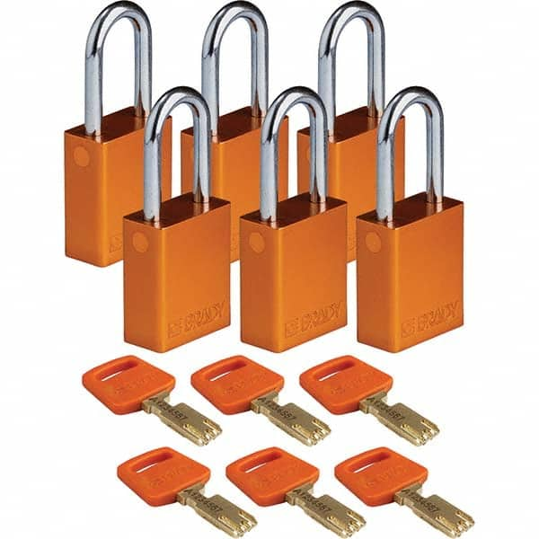 Lockout Padlock: Keyed Different, Aluminum, Steel Shackle, Orange MPN:150326