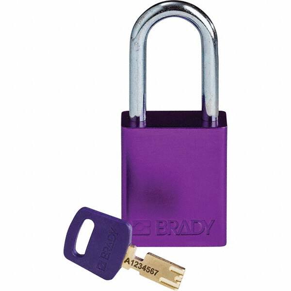 Lockout Padlock: Keyed Different, Aluminum, Steel Shackle, Purple MPN:150333