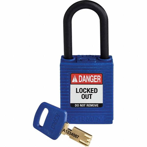 Lockout Padlock: Keyed Different, Key Retaining, Nylon, Plastic Shackle, Blue MPN:150366