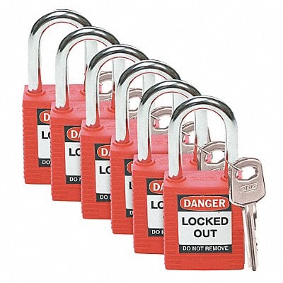 D1951 Lockout Padlock KD Red 1-3/4 H PK6 MPN:51339