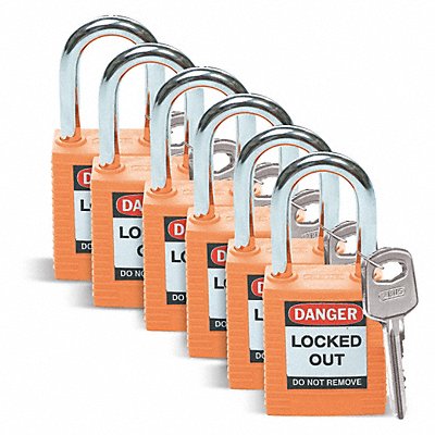 D1951 Lockout Padlock KD Orange 1-3/4 H PK6 MPN:51347