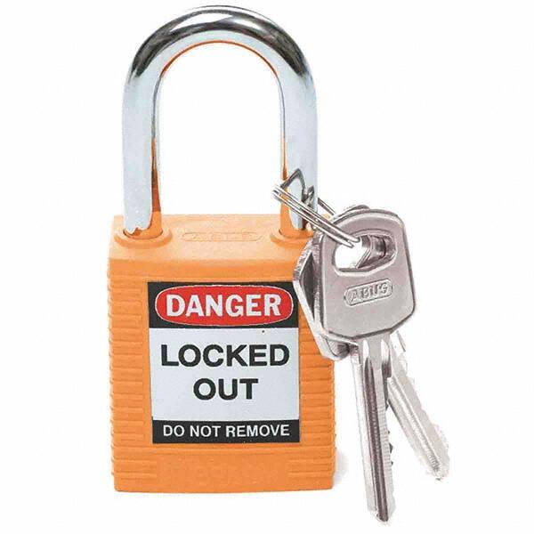 Lockout Padlock: Keyed Different, Key Retaining, Nylon, Steel Shackle, Orange MPN:99576