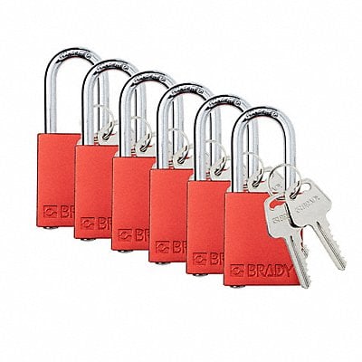 Padlock 6 Pins Red PK6 MPN:SDAL-RED-38ST-KD6