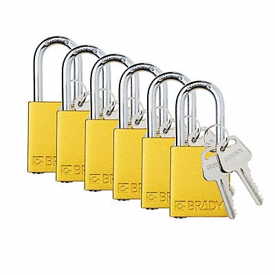 Padlock 6 Pins Yellow PK6 MPN:SDAL-YLW-38ST-KA6