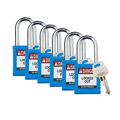 Padlock 6 Pins Blue PK6 MPN:SDPL-BLU-38ST-KD6