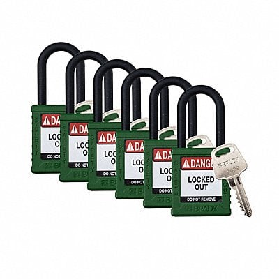 Padlock 6 Pins Green PK6 MPN:SDPL-GRN-38PL-KA6