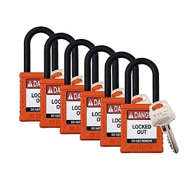 Padlock 6 Pins Orange PK6 MPN:SDPL-ORG-38PL-KA6