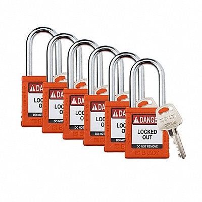 Padlock 6 Pins Orange PK6 MPN:SDPL-ORG-38ST-KA6