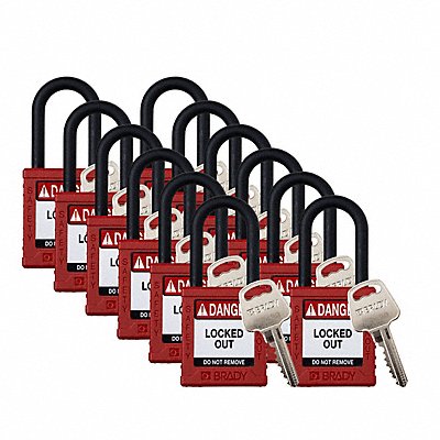 Padlock 6 Pins Red PK12 MPN:SDPL-RED-38PL-KD12