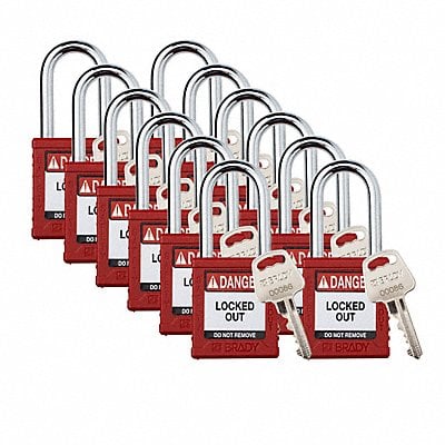 Padlock 6 Pins Red PK12 MPN:SDPL-RED-38ST-KA12