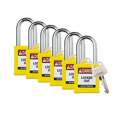 Padlock 6 Pins Yellow PK6 MPN:SDPL-YLW-38ST-KD6