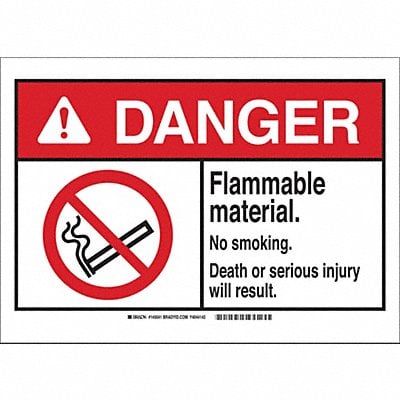 Danger No Smoking Sign Flammable 7x10 MPN:145042