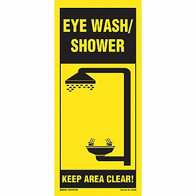 Sign Safety Shower Bk/Yel Plstc Eng Surf MPN:20395LS