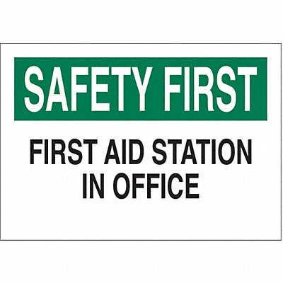 First Aid Sign 10X14 GRN and BK/WHT MPN:85328