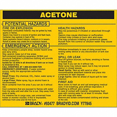 Chemical Label 3-3/4inHx4-1/2inW PK25 MPN:93477