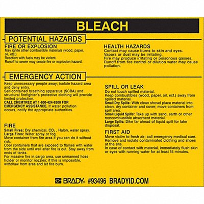 Chemical Label 3-3/4inHx4-1/2inW PK25 MPN:93496