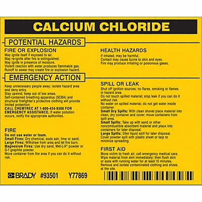 Chemical Label 3-3/4inHx4-1/2inW PK25 MPN:93501