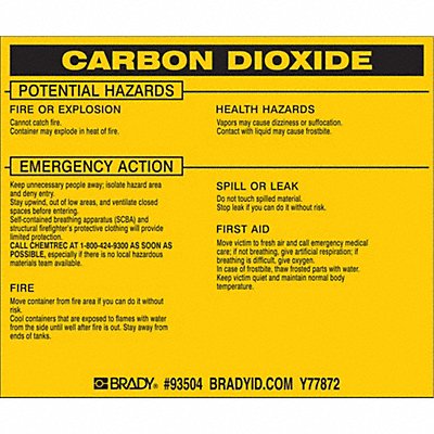 Chemical Label 3-3/4inHx4-1/2inW PK25 MPN:93504