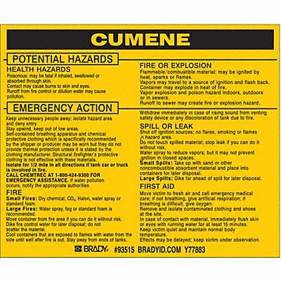 Chemical Label 3-3/4inHx4-1/2inW PK25 MPN:93515