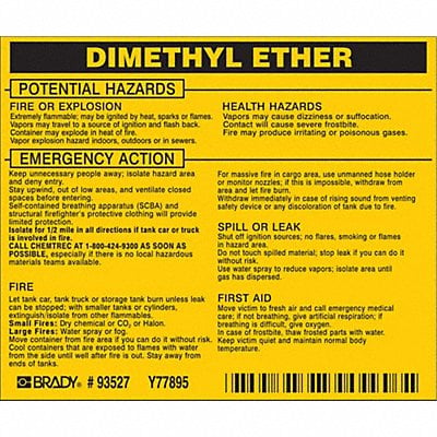 Chemical Label 3-3/4inHx4-1/2inW PK25 MPN:93527