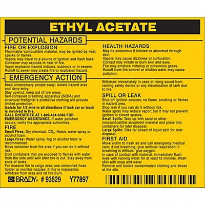 Chemical Label 3-3/4inHx4-1/2inW PK25 MPN:93529