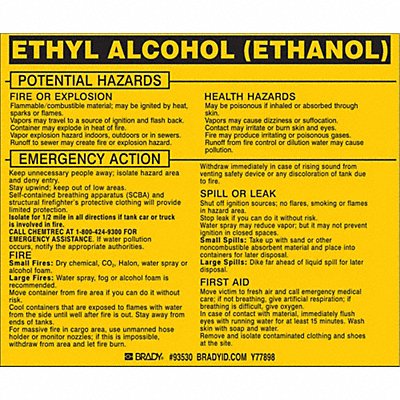 Chemical Label 3-3/4inHx4-1/2inW PK25 MPN:93530