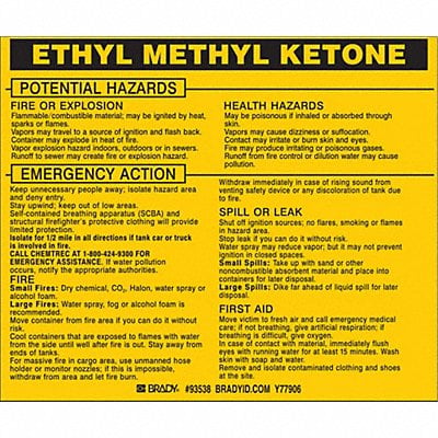 Chemical Label 3-3/4inHx4-1/2inW PK25 MPN:93538