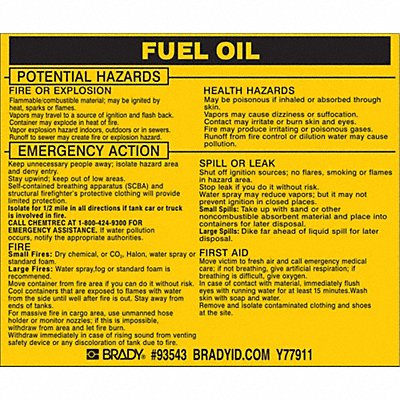 Chemical Label 3-3/4inHx4-1/2inW PK25 MPN:93543