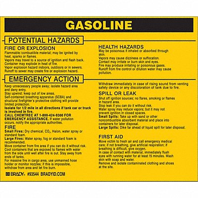 Chemical Label 3-3/4inHx4-1/2inW PK25 MPN:93544