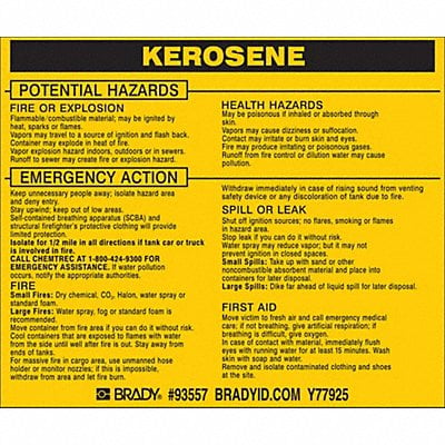 Chemical Label 3-3/4inHx4-1/2inW PK25 MPN:93557