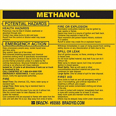 Chemical Label 3-3/4inHx4-1/2inW PK25 MPN:93565