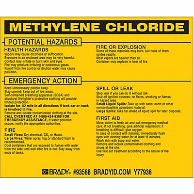 Chemical Label 3-3/4inHx4-1/2inW PK25 MPN:93568