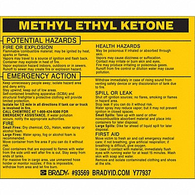 Chemical Label 3-3/4inHx4-1/2inW PK25 MPN:93569