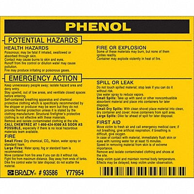 Chemical Label 3-3/4inHx4-1/2inW PK25 MPN:93586