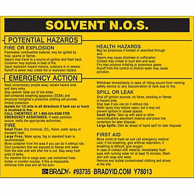 Chemical Label 3-3/4inHx4-1/2inW PK25 MPN:93735