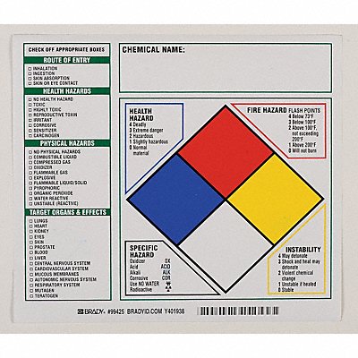 NFR Label 7 in H 8 in W PK100 MPN:99425