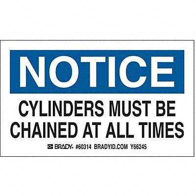 Gas Cylinder Label 3in x 5in Paper PK10 MPN:60314