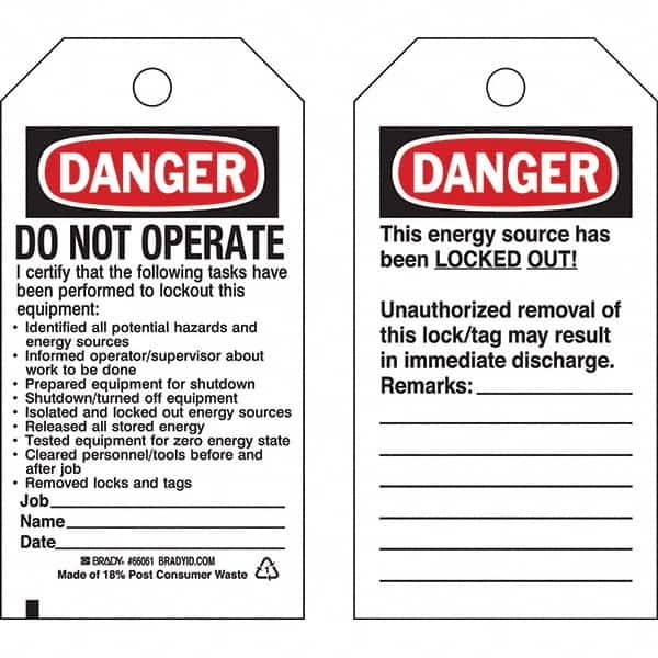 Do Not Operate Tag: Paper, 