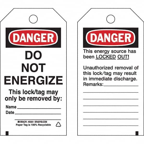 Energy Isolation Tag: Polyester, 