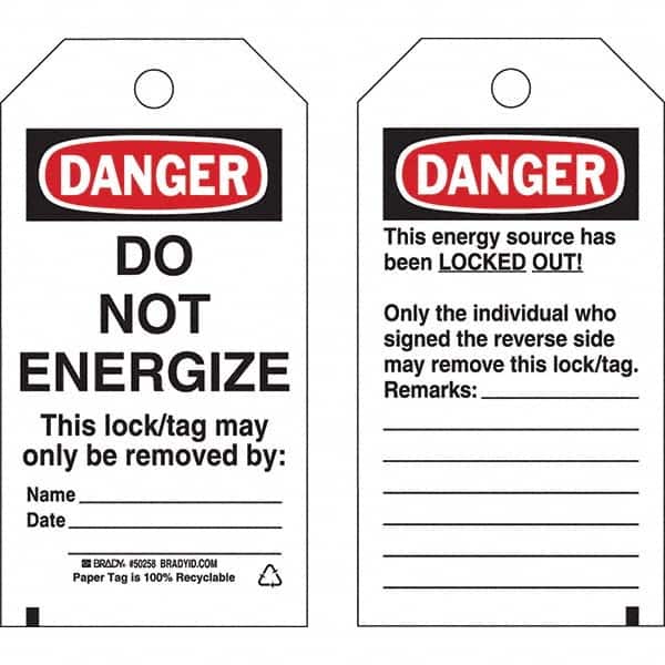Energy Isolation Tag: Polyester, 