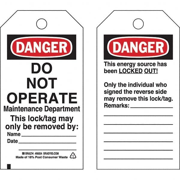 Do Not Operate Tag: Paper, 