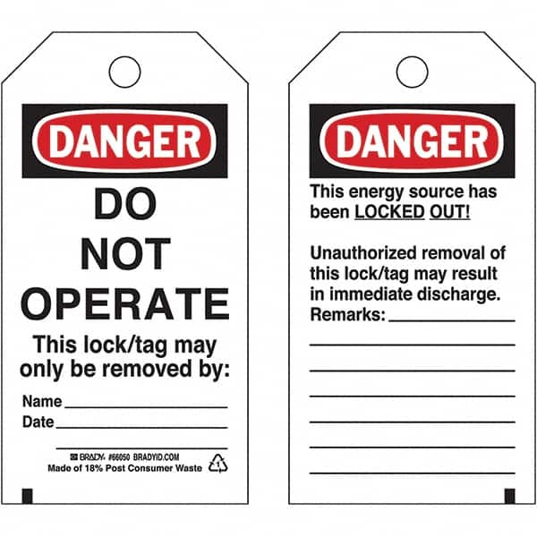 Energy Isolation Tag: Rectangle, 5-3/4