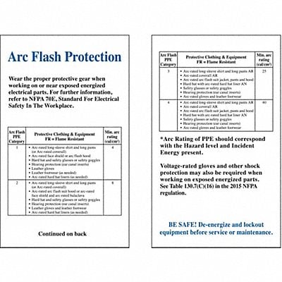 Arc Flash Wallet Card PK10 MPN:102525