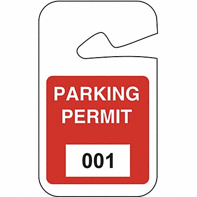 Parking Permits Rearview 001-100 Wht/Red MPN:95202