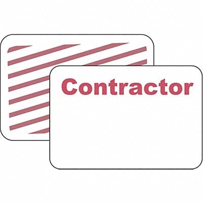 D0065 Contractor Badge 1 Week Red/White PK500 MPN:95674